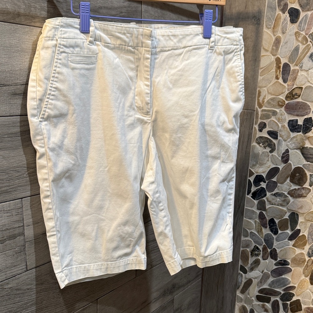 Talbots White Cotton Blend Bermuda Shorts